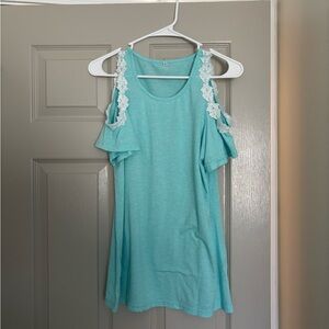 Teal Top with Lace Details size Small